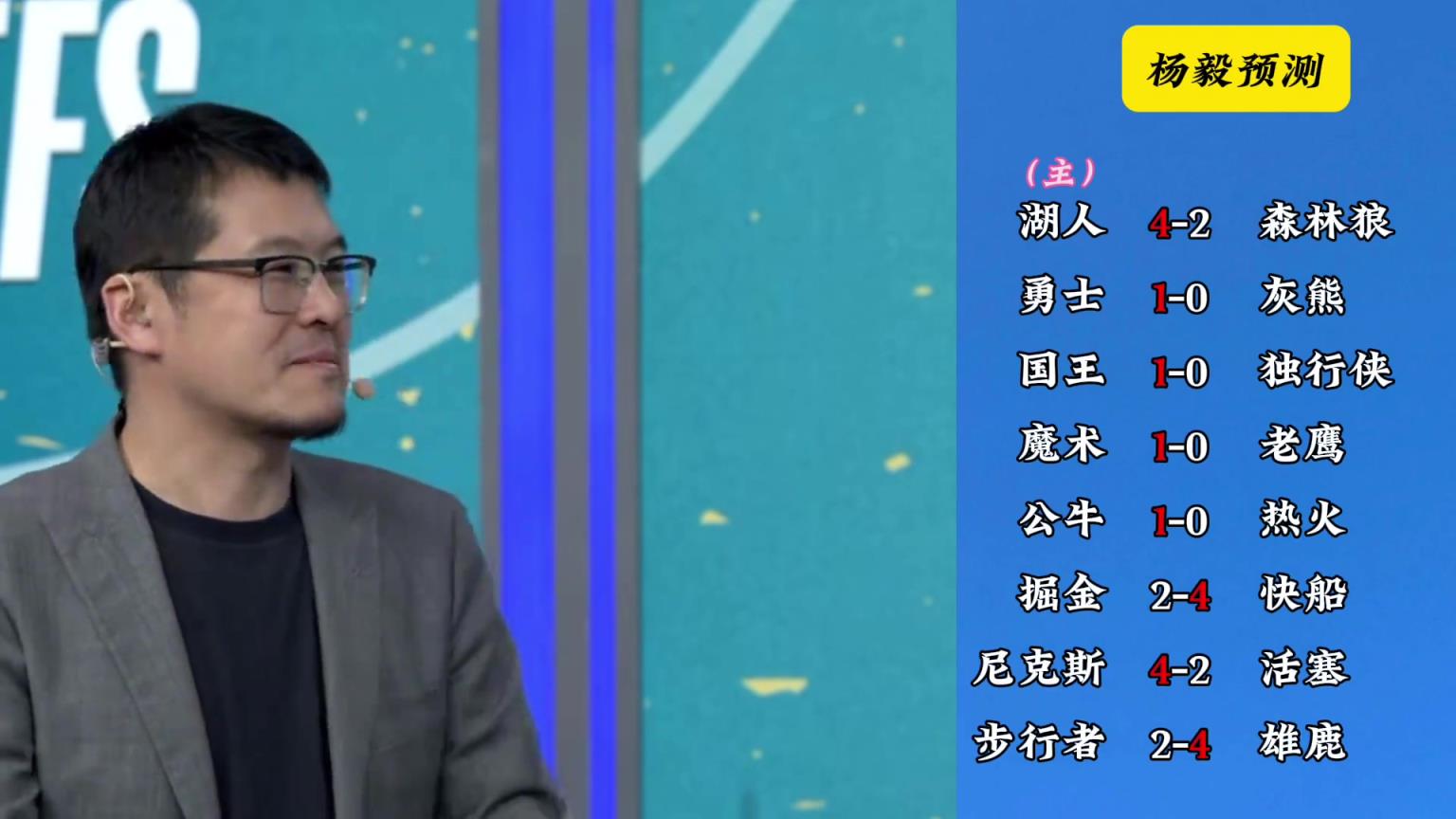 明燈來(lái)了！看看楊毅的季后賽預(yù)測(cè)：湖人4-2狼 快船4-2掘金